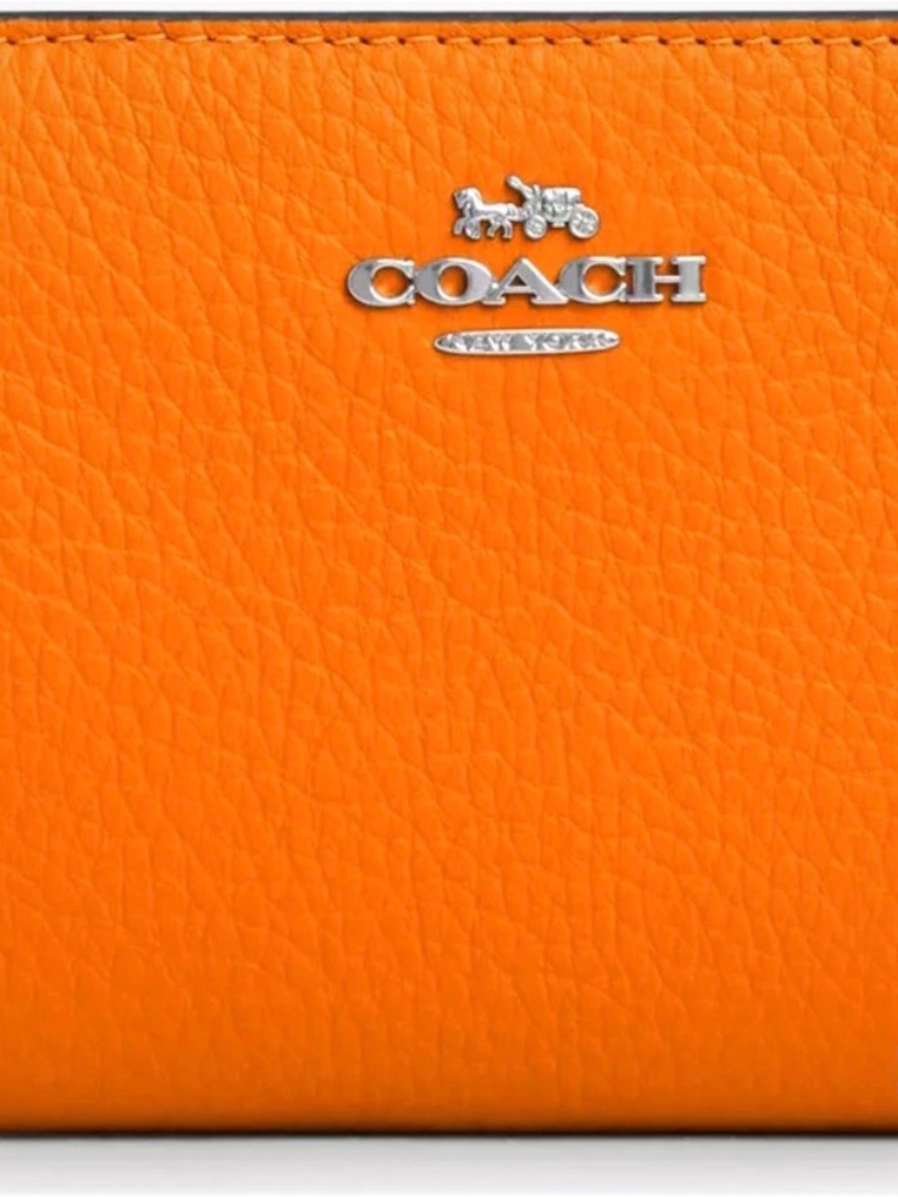 Coach Mandarin Orange Pebbled Leather Zip-Around Wallet - Picture 4 of 8